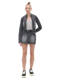 Sale Cropp Czarna jeansowa spódnica mini czarny