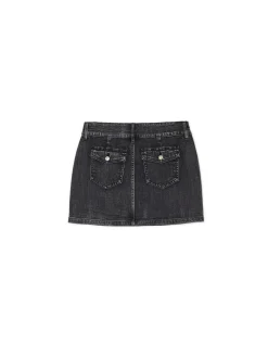 Sale Cropp Czarna jeansowa spódnica mini czarny