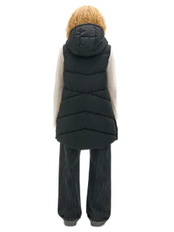 Discount Cropp Czarna kamizelka puffer z kapturem czarny