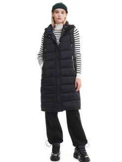 Fashion Cropp Czarna kamizelka puffer z kapturem czarny