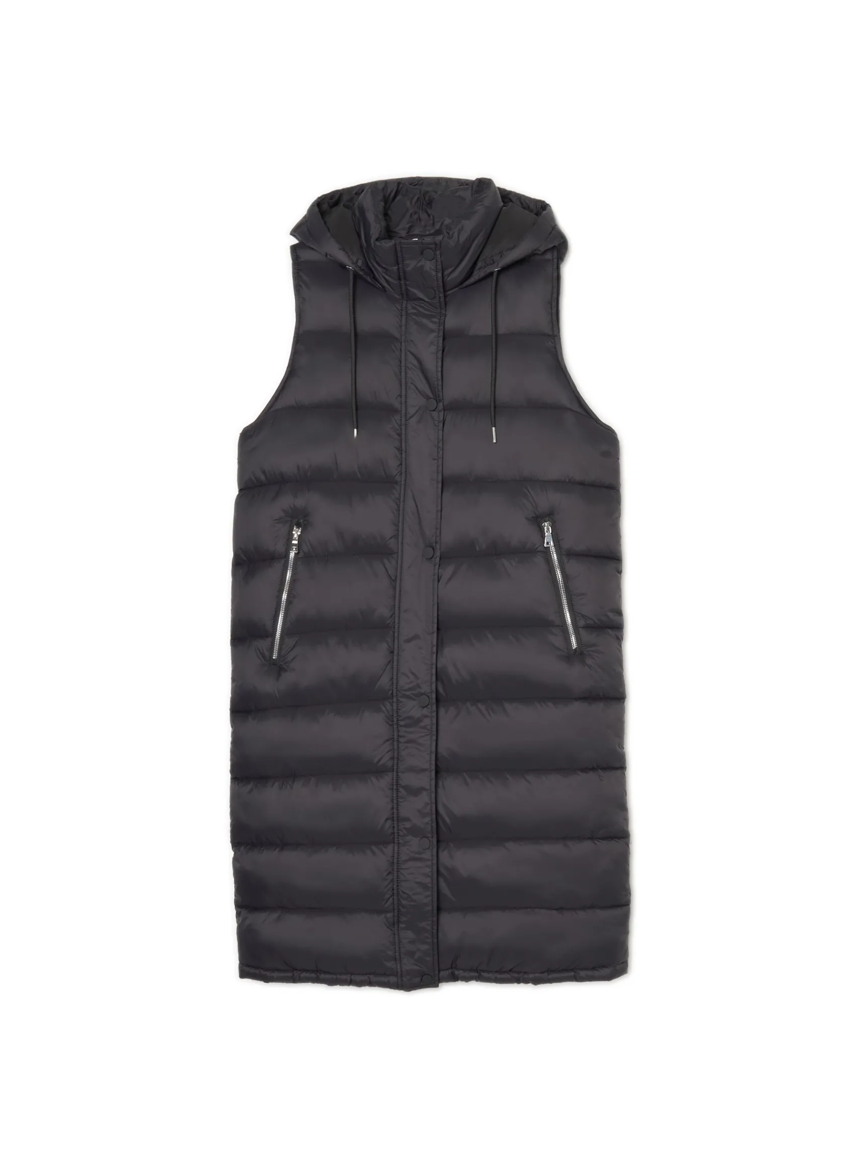 Fashion Cropp Czarna kamizelka puffer z kapturem czarny