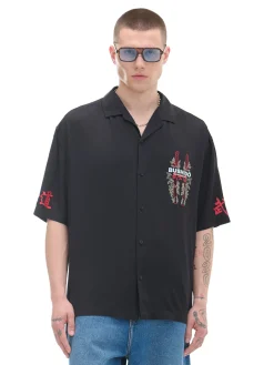 Online Cropp Czarna koszula z krótkim rękawem czarny