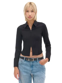 Outlet Cropp Czarna koszula z podwójnym suwakiem czarny