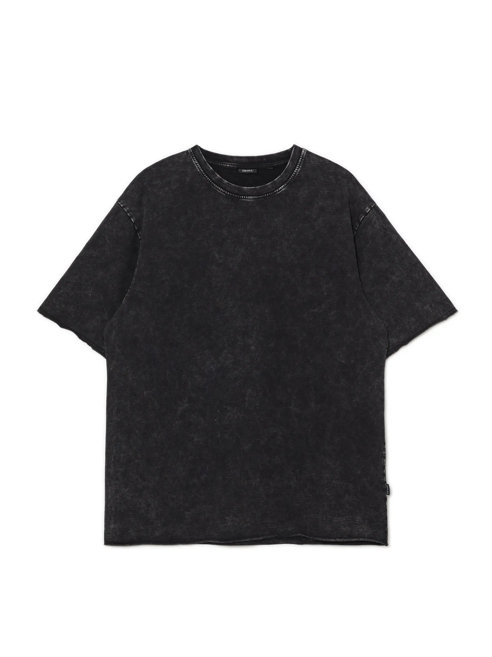 Best Cropp Czarna koszulka acid wash czarny