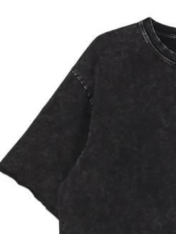 Best Cropp Czarna koszulka acid wash czarny