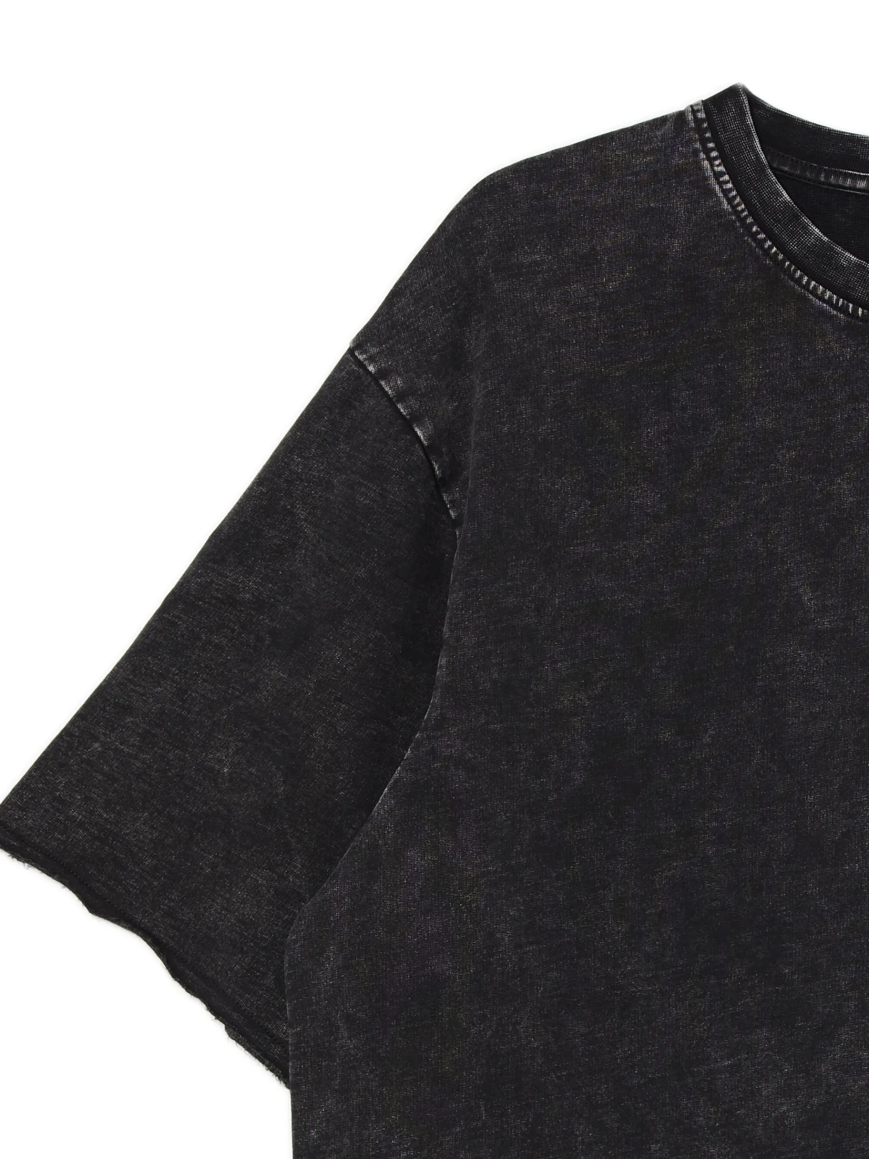 Best Cropp Czarna koszulka acid wash czarny