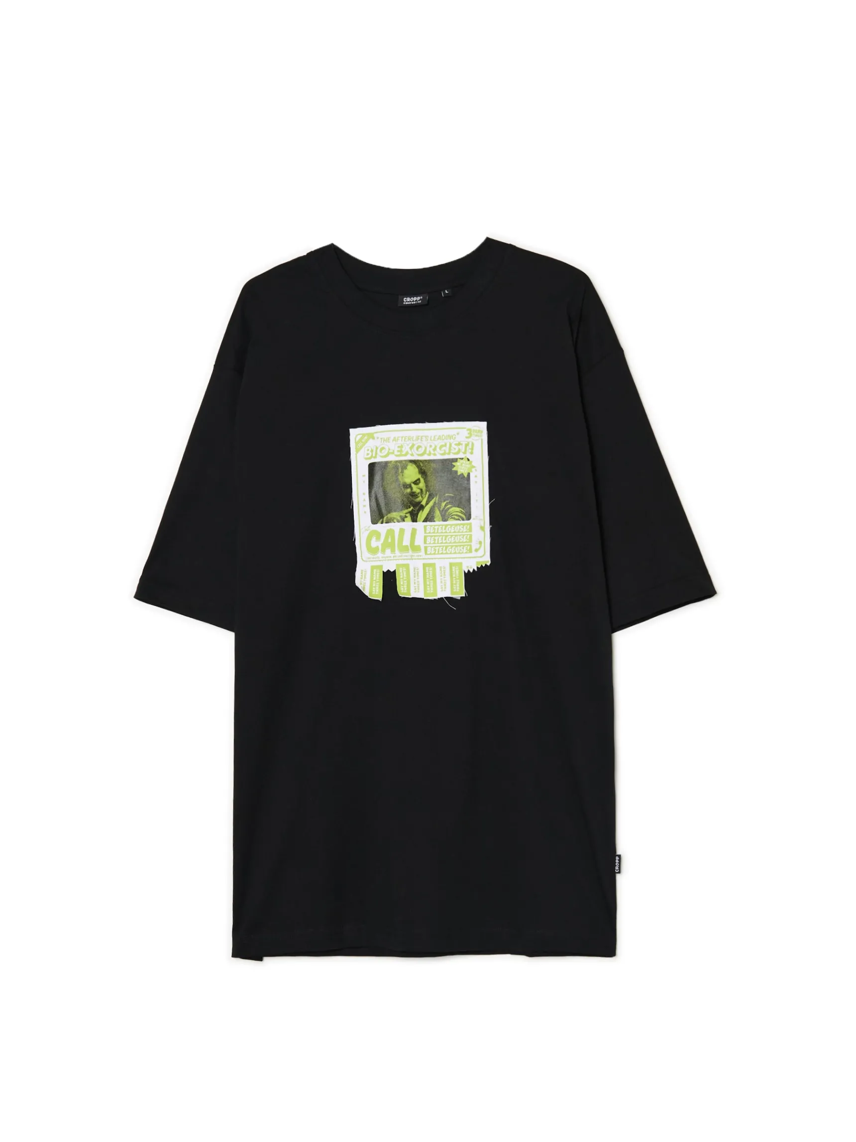 Best Cropp Czarna koszulka z aplikacją Beetlejuice UNISEX czarny