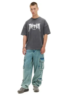 Fashion Cropp Czarna koszulka z efektem sprania czarny