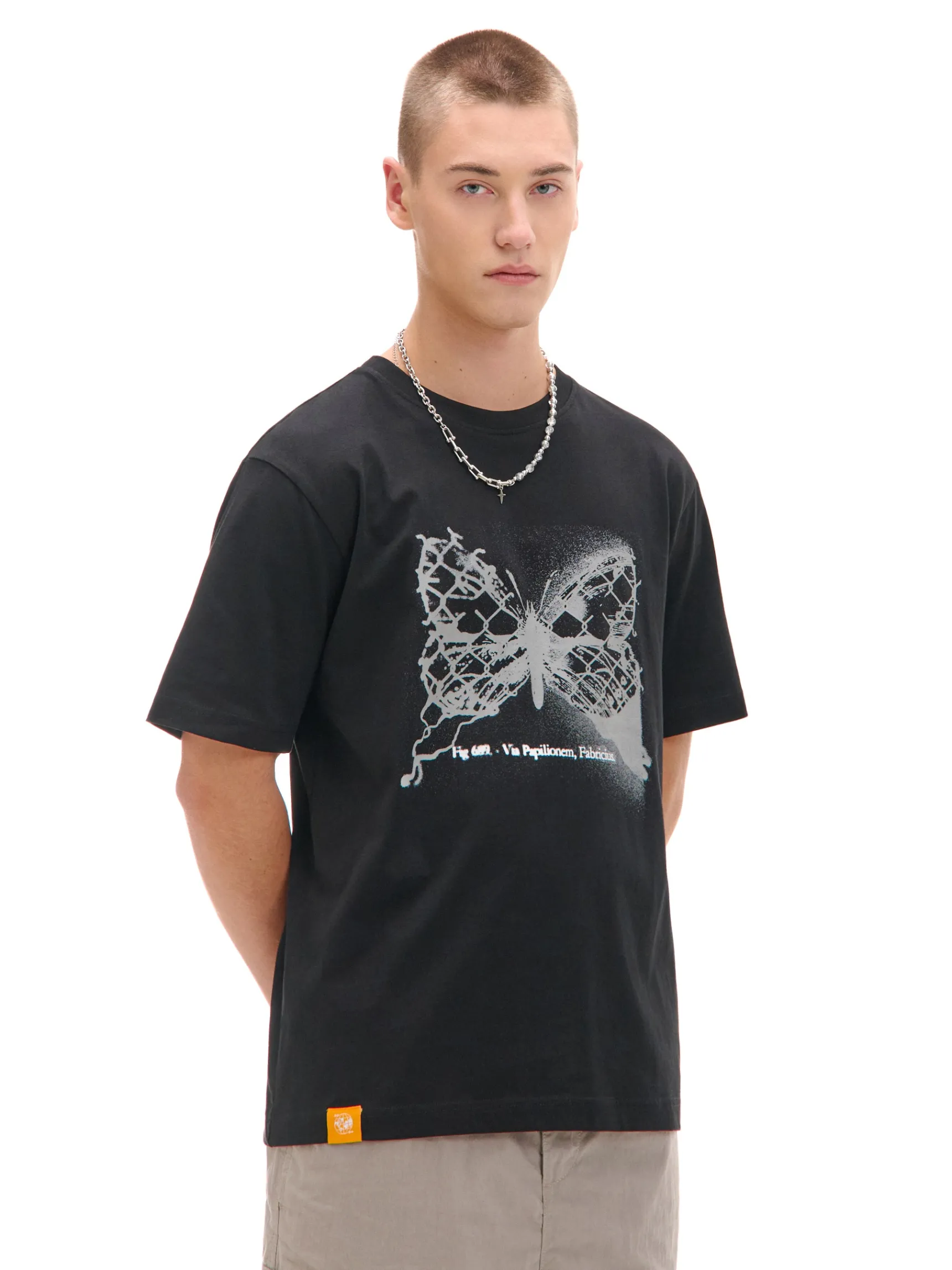 Clearance Cropp Czarna koszulka z motylem czarny