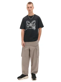 Clearance Cropp Czarna koszulka z motylem czarny