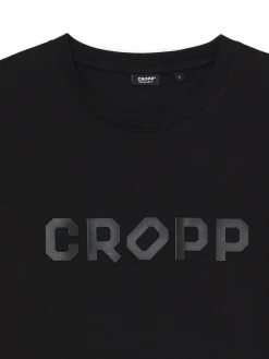 Best Cropp Czarna koszulka z nadrukiem czarny