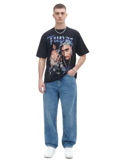 Online Cropp Czarna koszulka z nadrukiem Tupac czarny