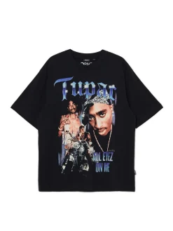 Online Cropp Czarna koszulka z nadrukiem Tupac czarny