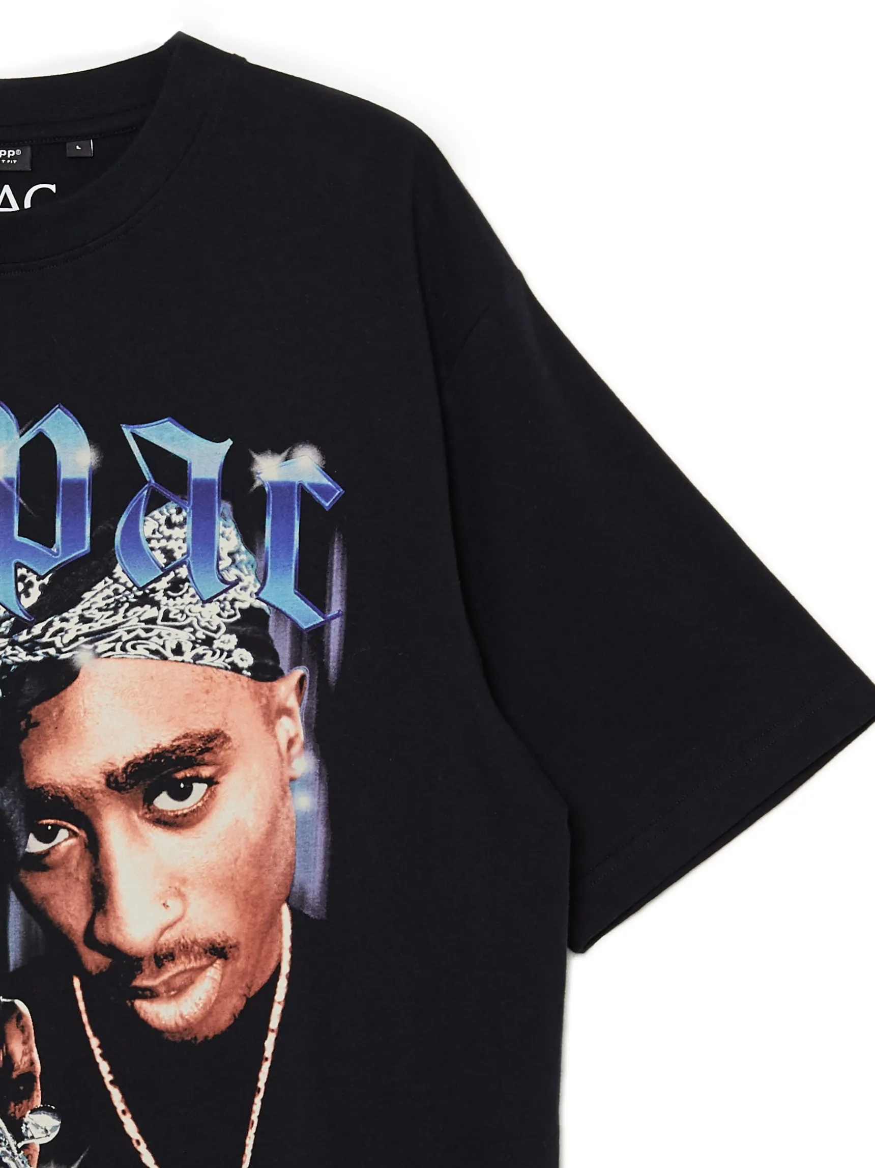 Online Cropp Czarna koszulka z nadrukiem Tupac czarny