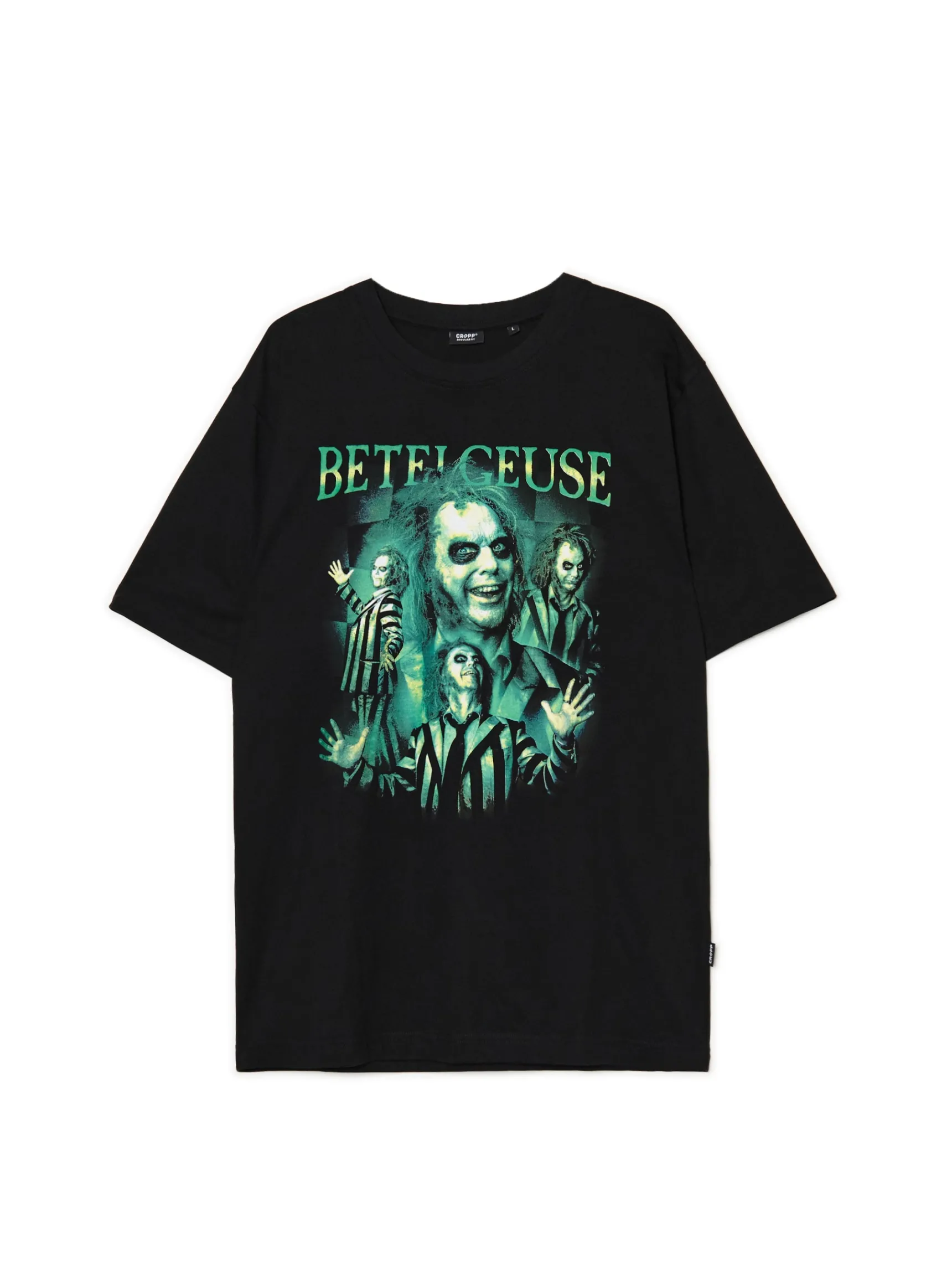 Hot Cropp Czarna koszulka z nadrukiem Beetlejuice UNISEX czarny