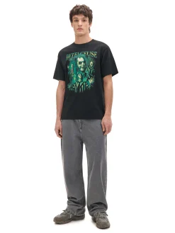 Hot Cropp Czarna koszulka z nadrukiem Beetlejuice UNISEX czarny
