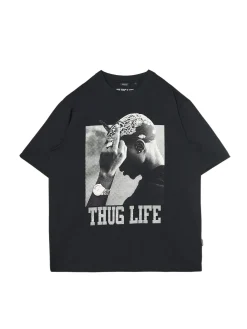 New Cropp Czarna koszulka z nadrukiem Tupac Shakur czarny