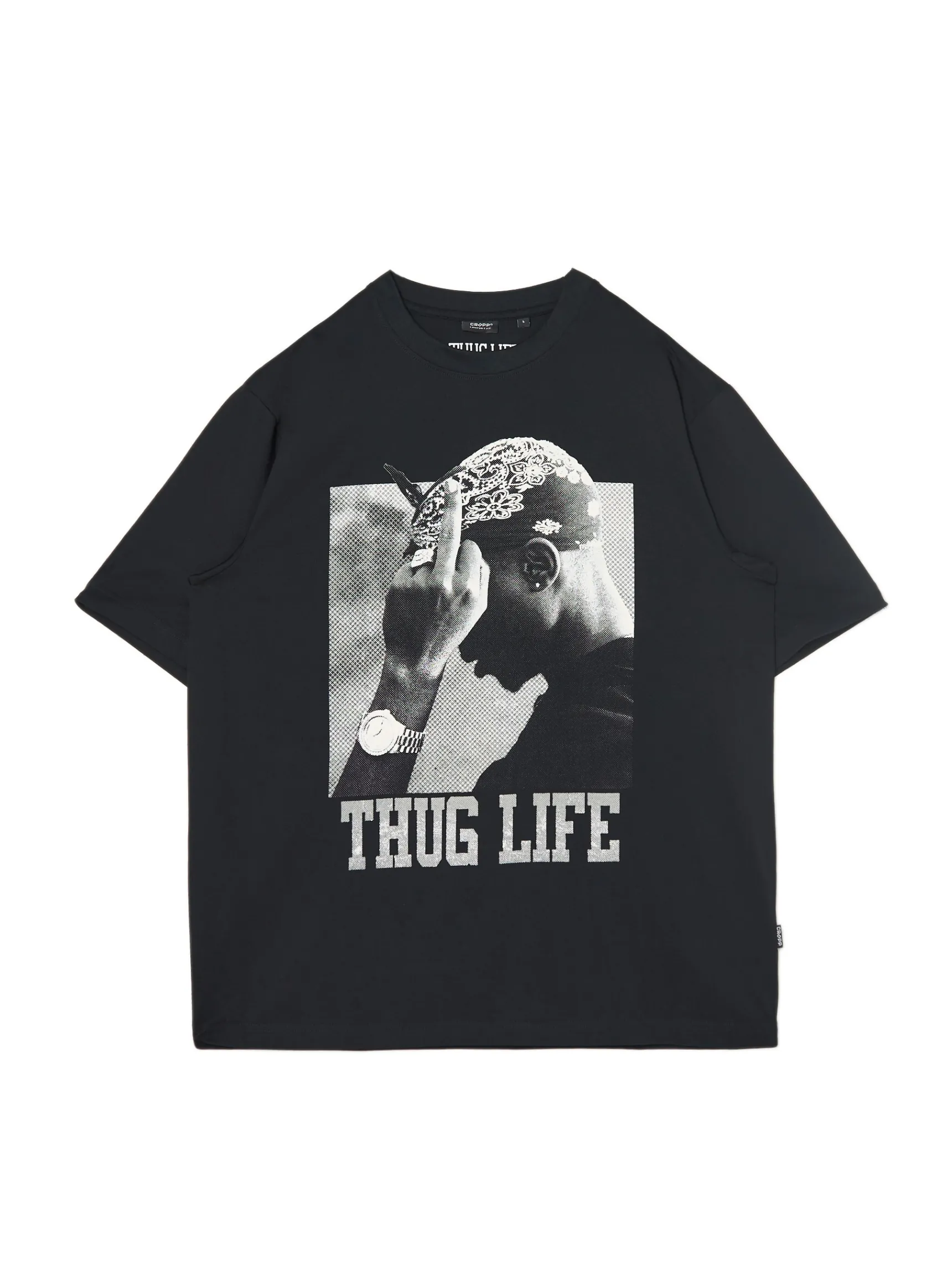 New Cropp Czarna koszulka z nadrukiem Tupac Shakur czarny