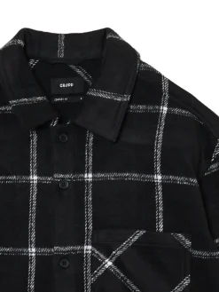 Discount Cropp Czarna kraciasta koszula z domieszką wełny czarny