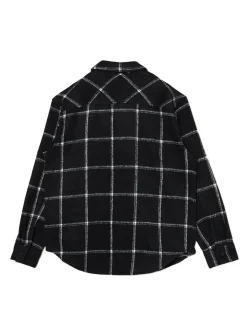 Discount Cropp Czarna kraciasta koszula z domieszką wełny czarny