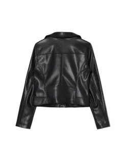 Fashion Cropp Czarna kurtka biker czarny