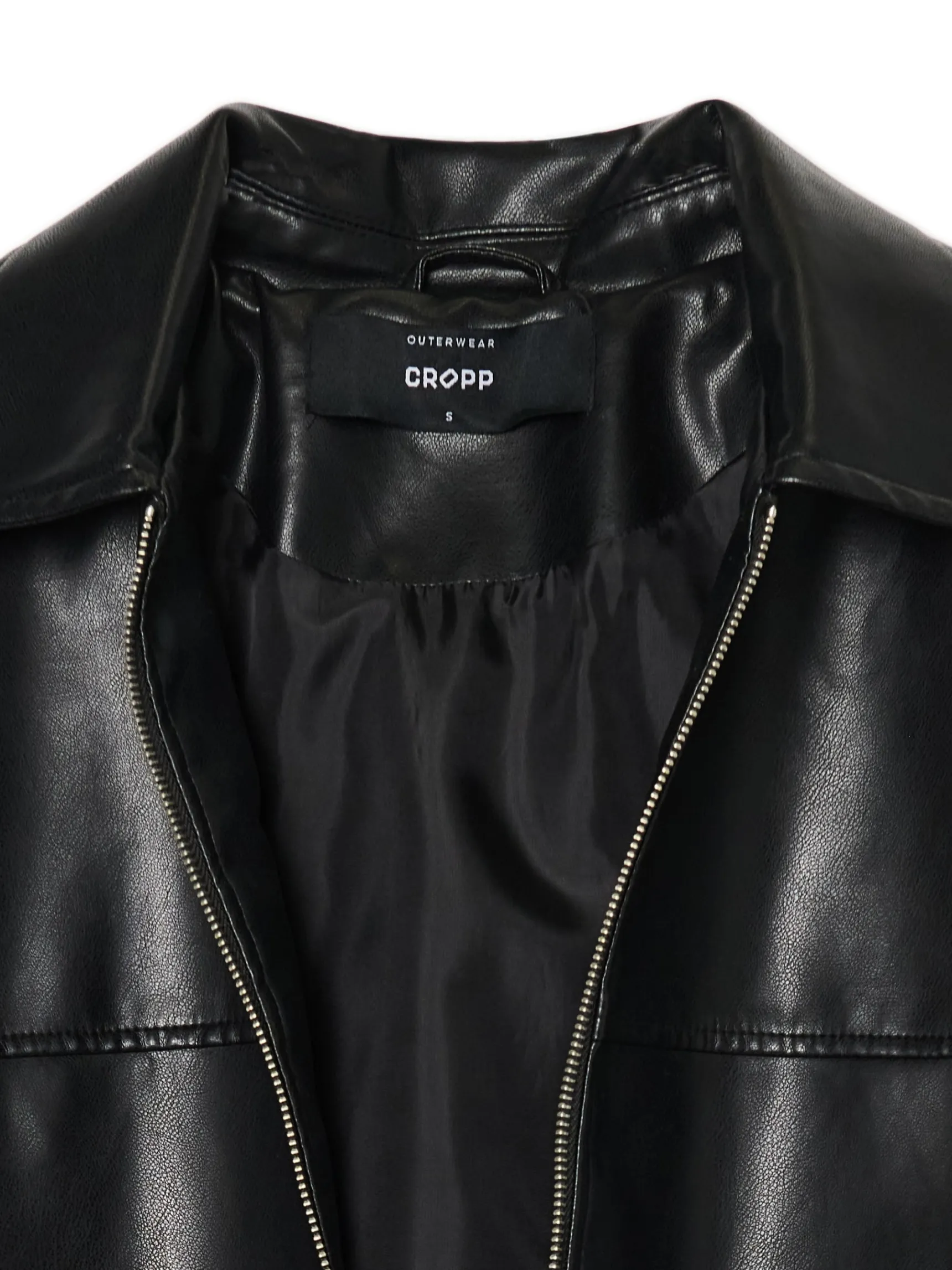 Online Cropp Czarna kurtka bomber ze sztucznej skóry czarny