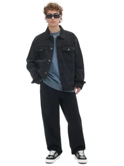 Best Cropp Czarna kurtka jeansowa czarny
