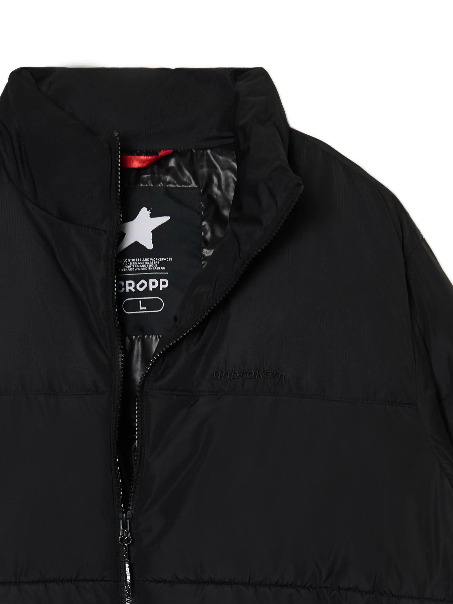 Discount Cropp Czarna kurtka puffer czarny