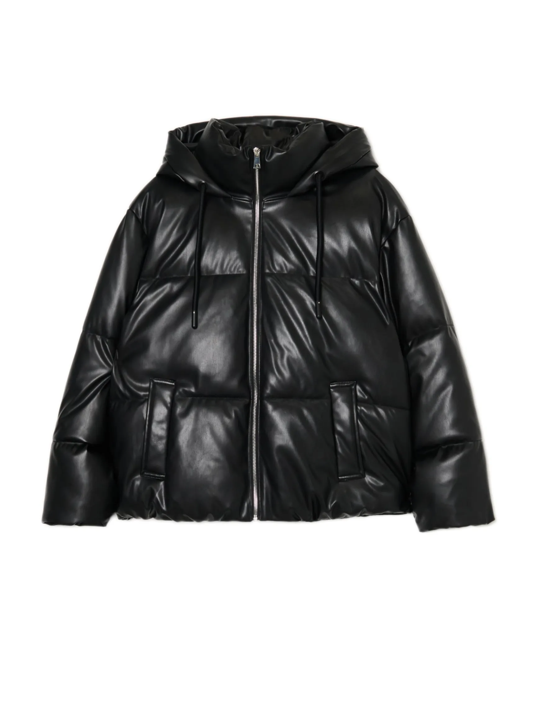 Hot Cropp Czarna kurtka puffer z kapturem czarny