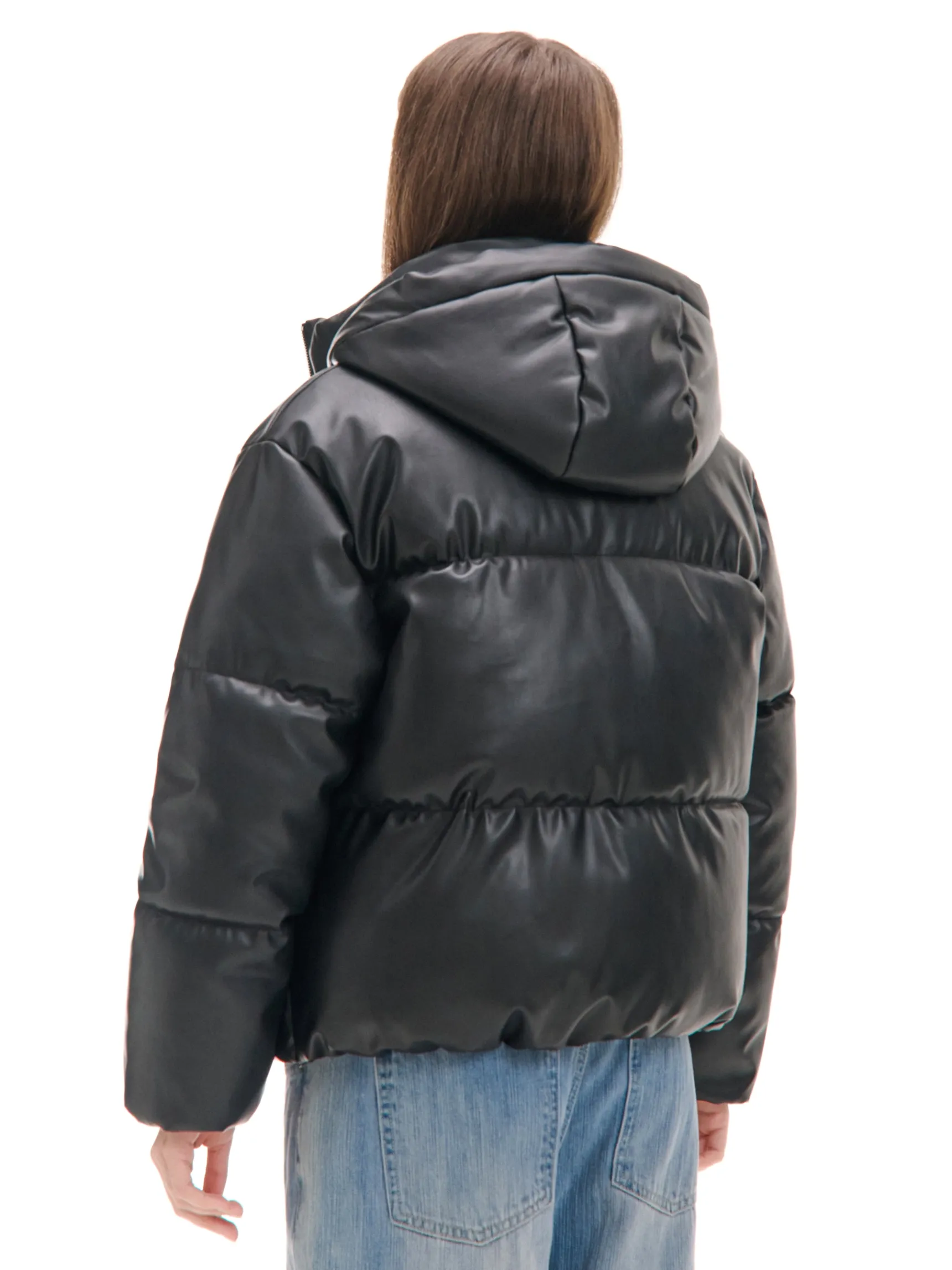 Hot Cropp Czarna kurtka puffer z kapturem czarny