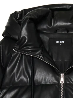 Hot Cropp Czarna kurtka puffer z kapturem czarny