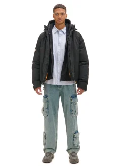 Hot Cropp Czarna kurtka puffer z kapturem czarny