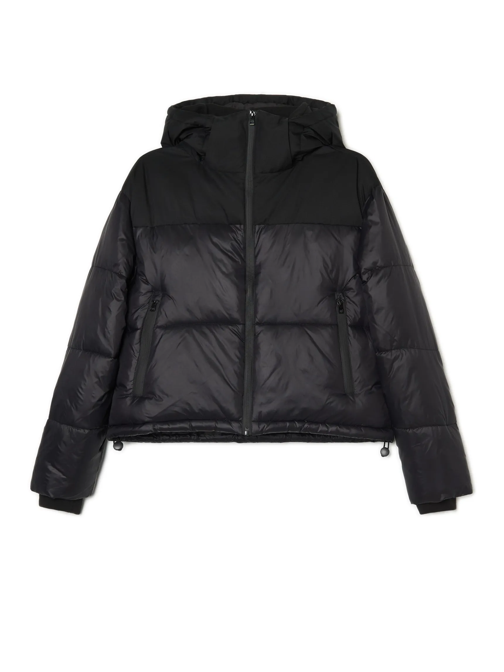 New Cropp Czarna kurtka puffer z kapturem czarny