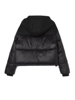 New Cropp Czarna kurtka puffer z kapturem czarny