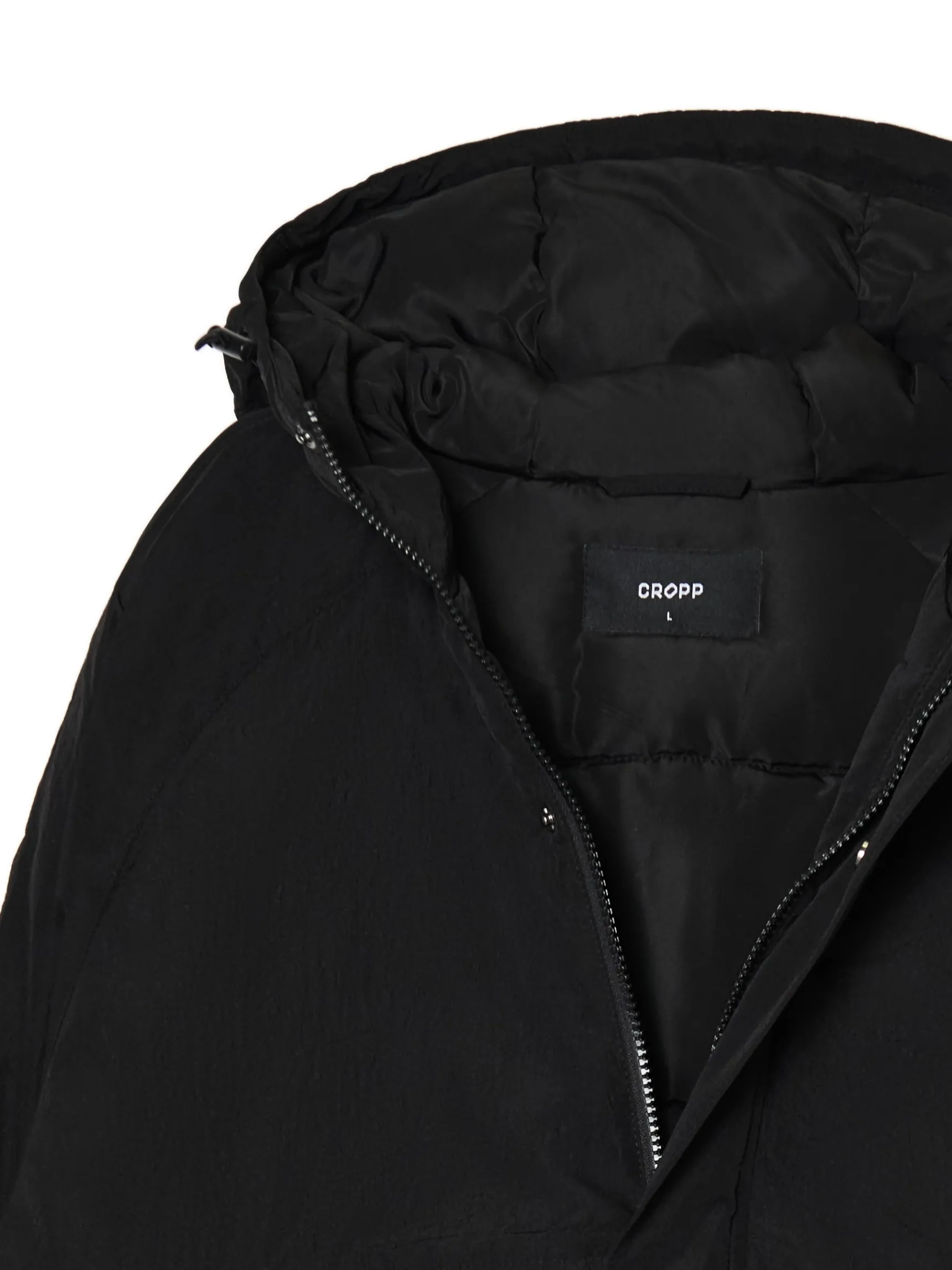 Discount Cropp Czarna kurtka z kapturem czarny