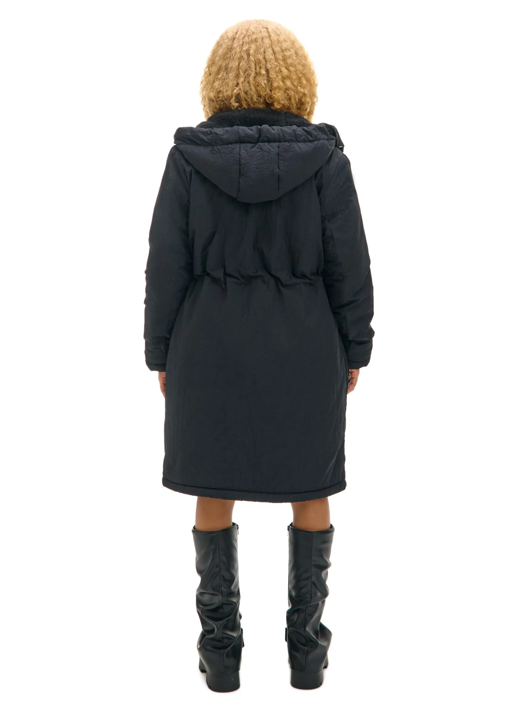 Sale Cropp Czarna parka z kapturem czarny