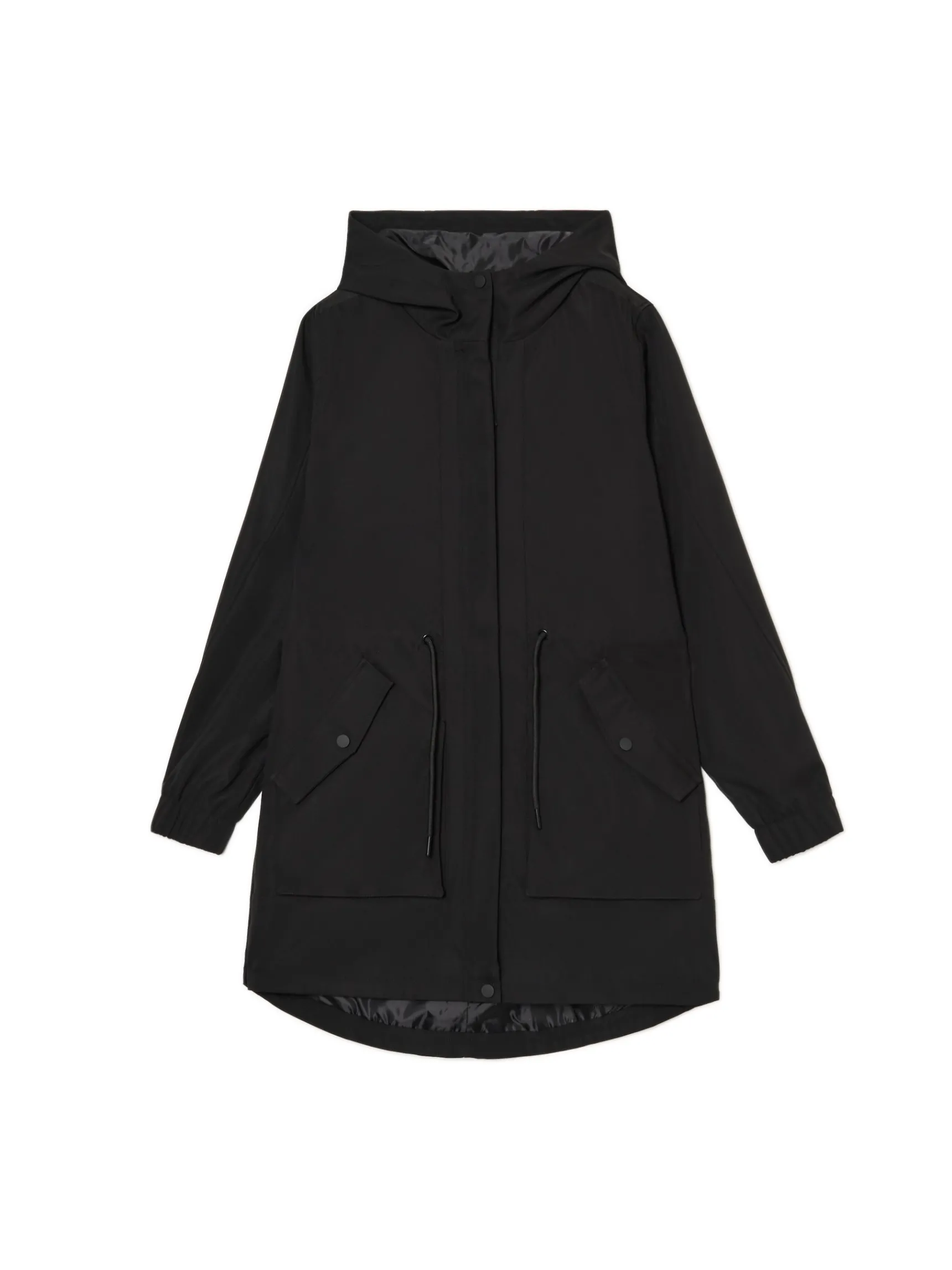 Best Cropp Czarna parka z kapturem czarny