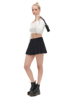 Online Cropp Czarna plisowana spódnica mini czarny