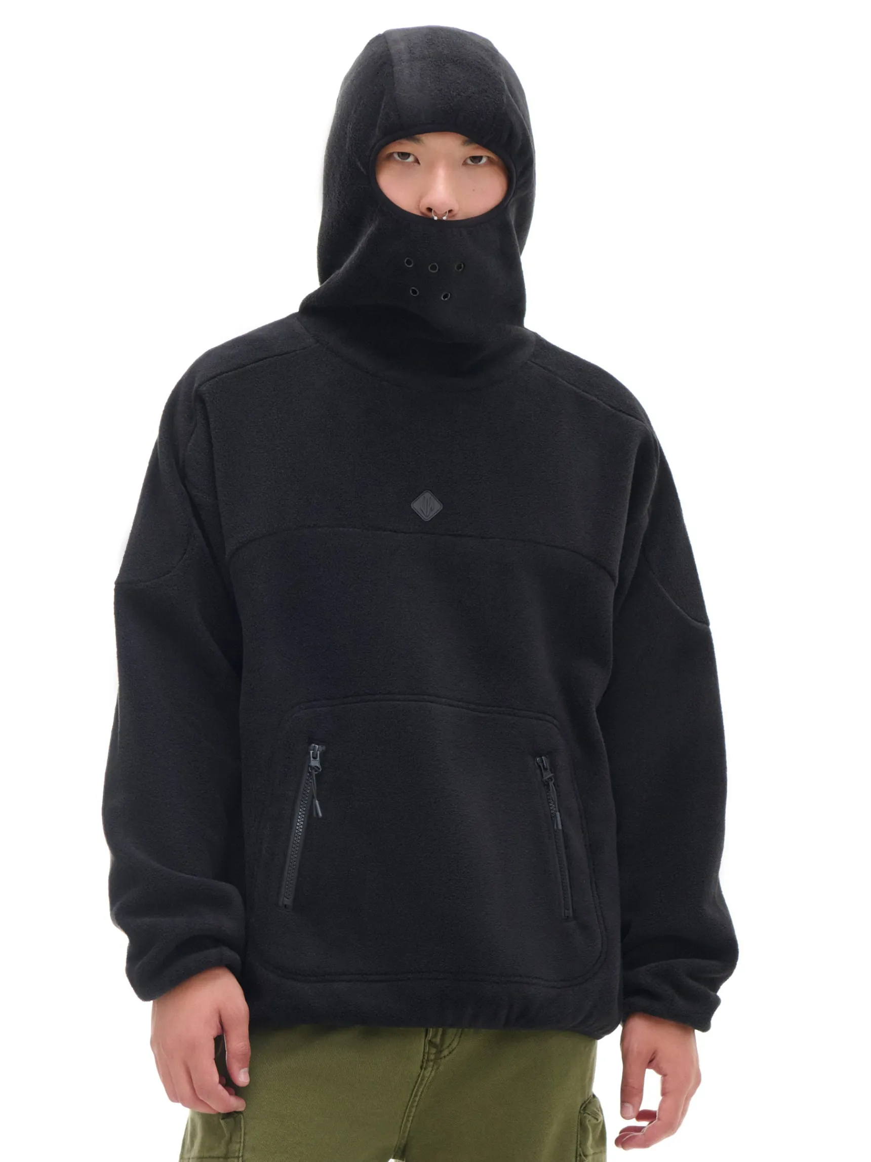 Online Cropp Czarna polarowa bluza z kapturem czarny