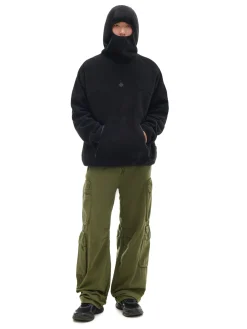 Online Cropp Czarna polarowa bluza z kapturem czarny