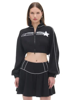 Online Cropp Czarna rozpinana bluza crop czarny