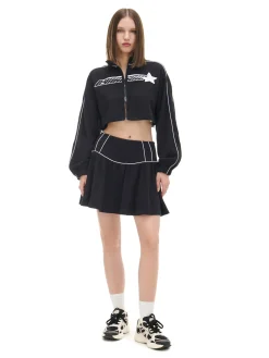 Online Cropp Czarna rozpinana bluza crop czarny