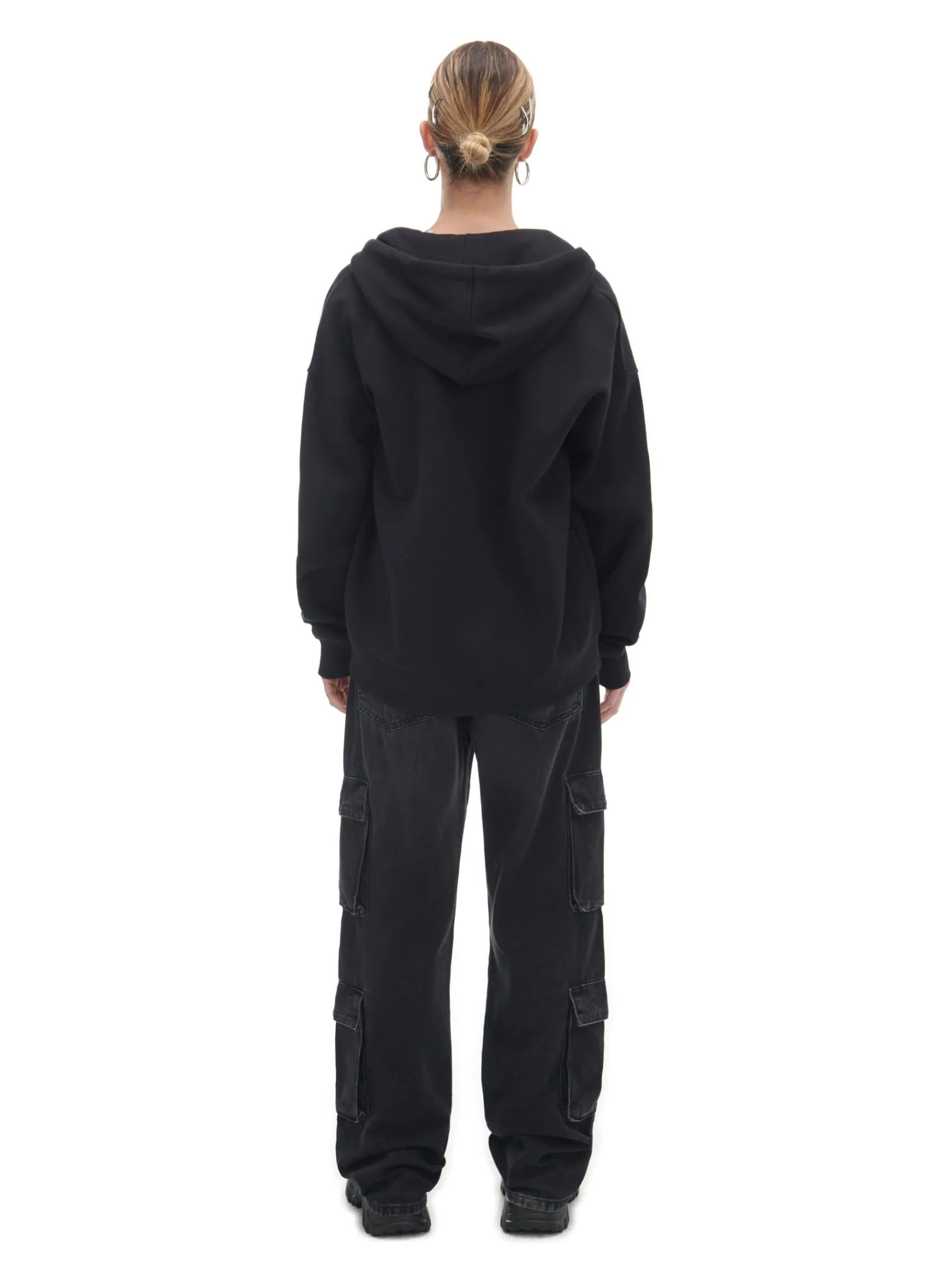Online Cropp Czarna rozpinana bluza oversize czarny