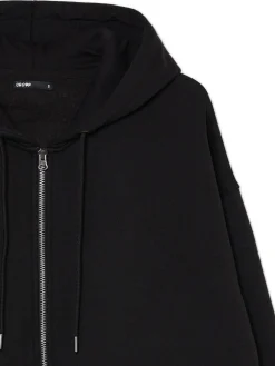 Online Cropp Czarna rozpinana bluza oversize czarny