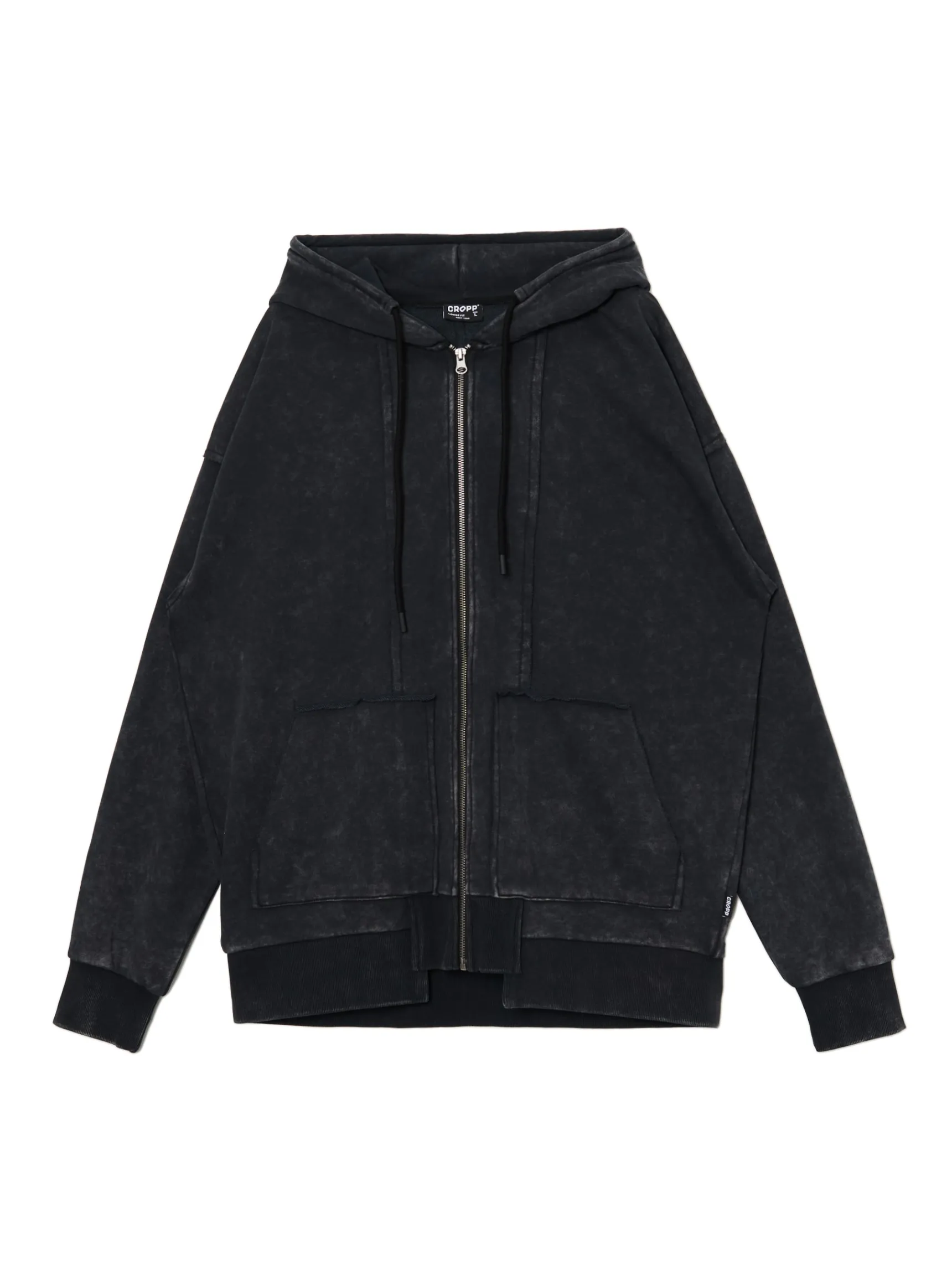 Sale Cropp Czarna rozpinana bluza z kapturem czarny