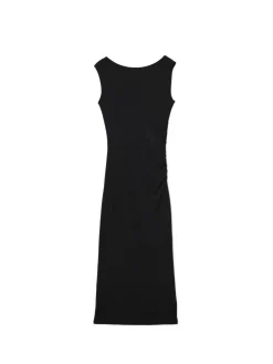 Hot Cropp Czarna sukienka maxi z marszczeniem czarny