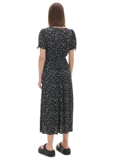 Online Cropp Czarna sukienka midi w kwiaty czarny