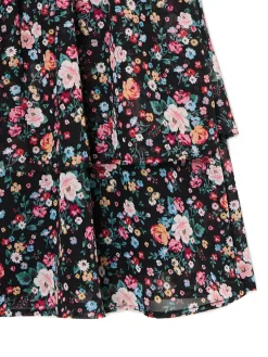 Hot Cropp Czarna sukienka mini w kwiaty czarny
