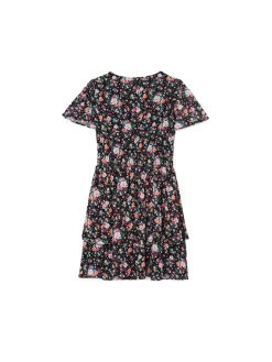 Hot Cropp Czarna sukienka mini w kwiaty czarny