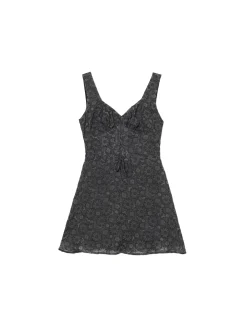 Sale Cropp Czarna sukienka mini w kwiaty czarny